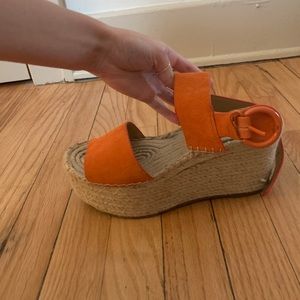 Marc Fisher orange espadrille wedges